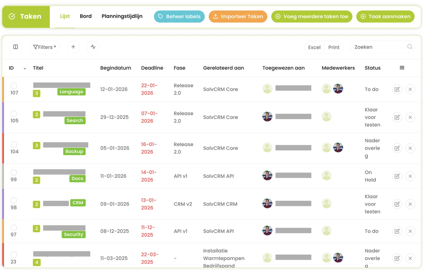 SolvCRM+ bedrijfsplatform voor planning