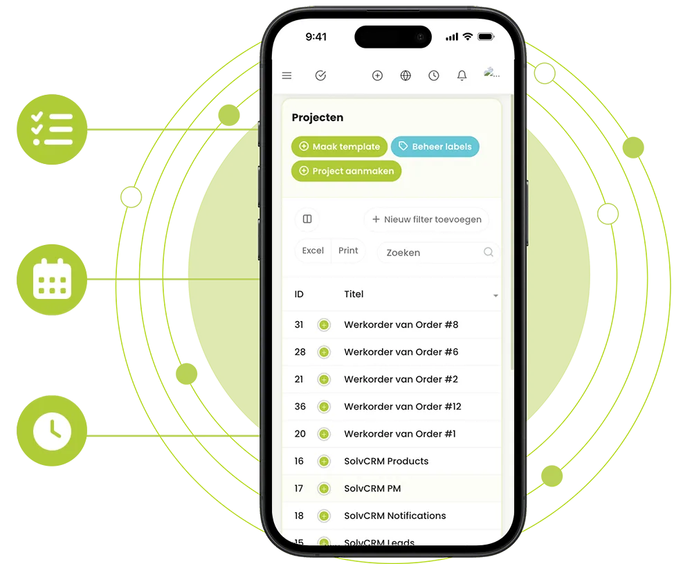 SolvCRM+ bedrijfsplatform voor werkorders